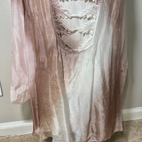 Womens Silk Blouse size S Boho Romantic Feminine Sequins Ethereal Fairy shirt - Picture 5 of 11